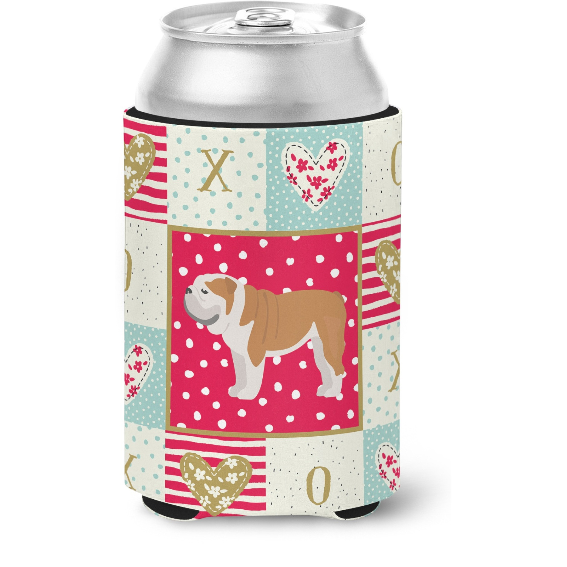 &quotCaroline's Treasures CK5830CC English Bulldog 1 Love Can or Bottle Hugger cold-beverage-koozies, Multicolor"