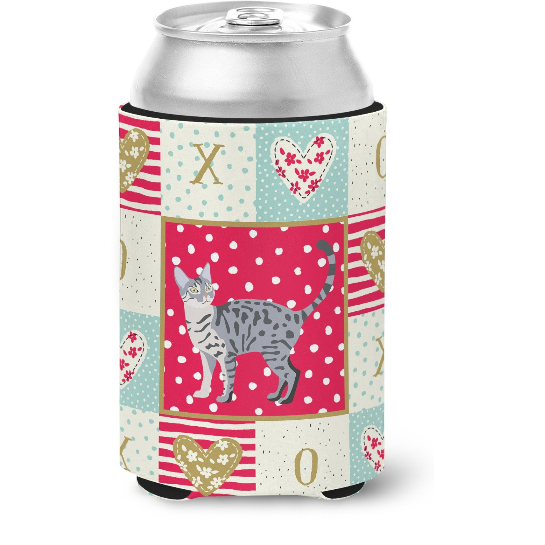 &quotCaroline's Treasures CK5572CC California Spangled 1 Cat Love Can or Bottle Hugger cold-beverage-koozies, Multicolor"