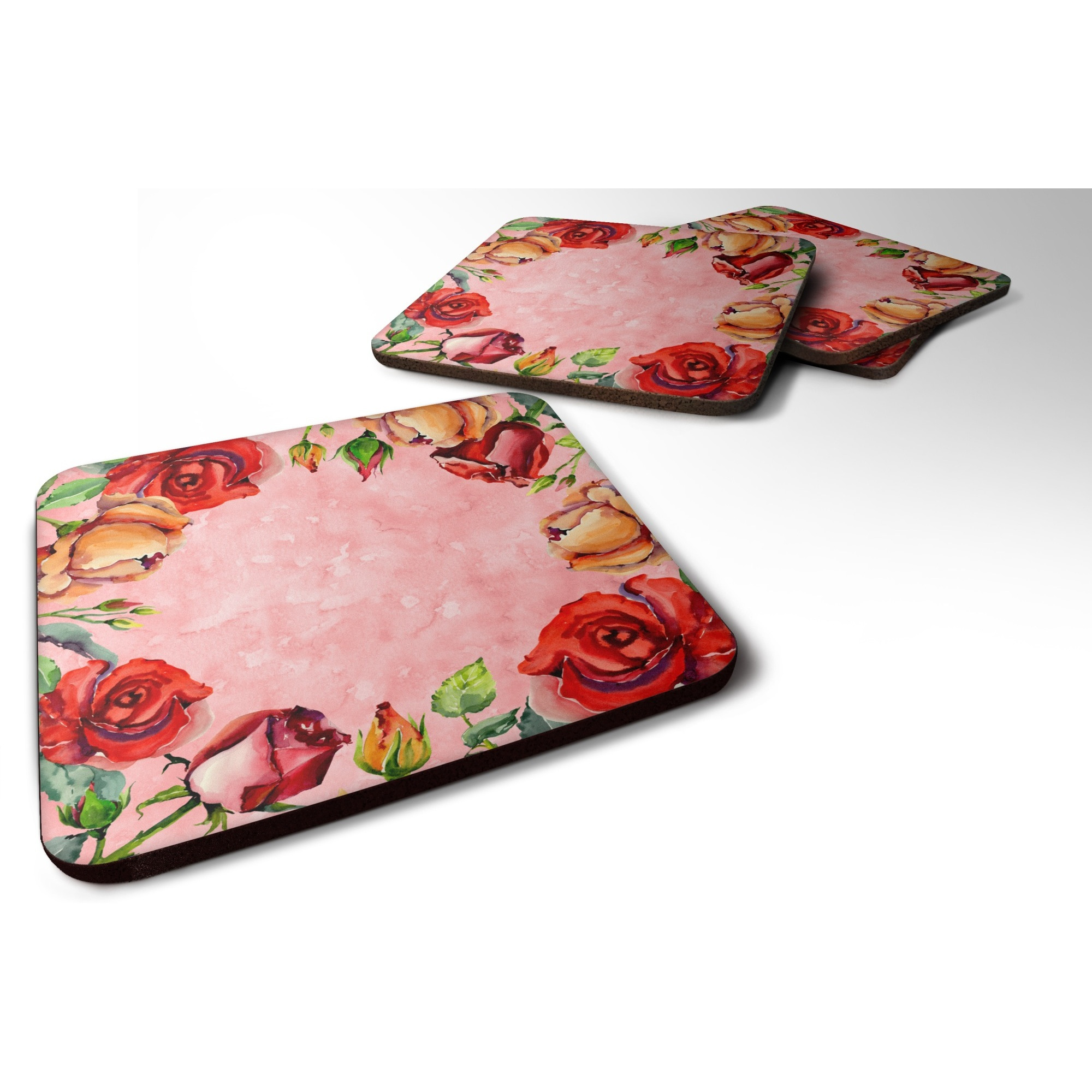 &quotCaroline's Treasures CK1700FC Roses Foam Set of 4 coasters, Multicolor"