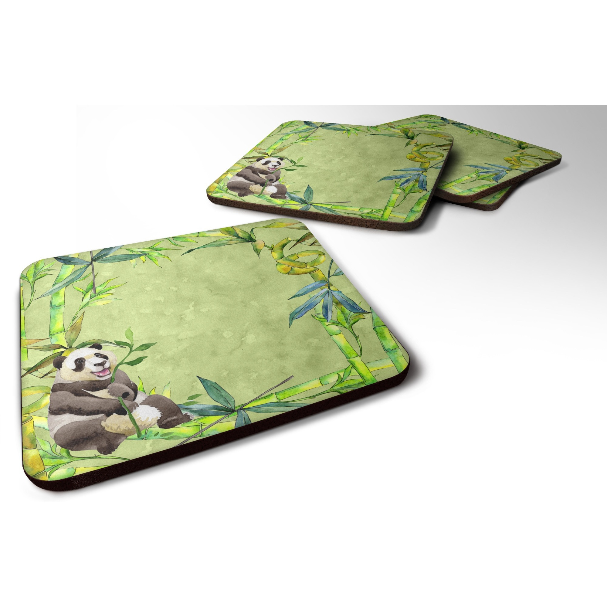 &quotCaroline's Treasures CK1696FC Panda Bear and Bamboo Foam Set of 4 coasters, Multicolor"