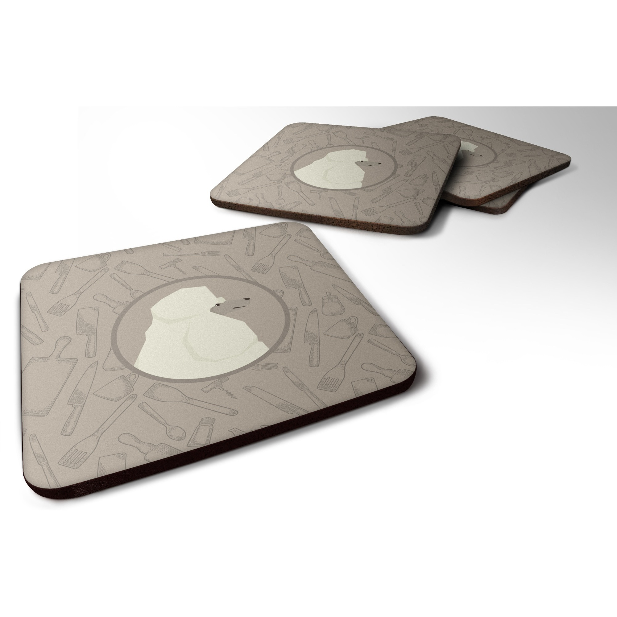 &quotCaroline's Treasures CK2203FC Poodle in The Kitchen Foam Set of 4 coasters, Multicolor"