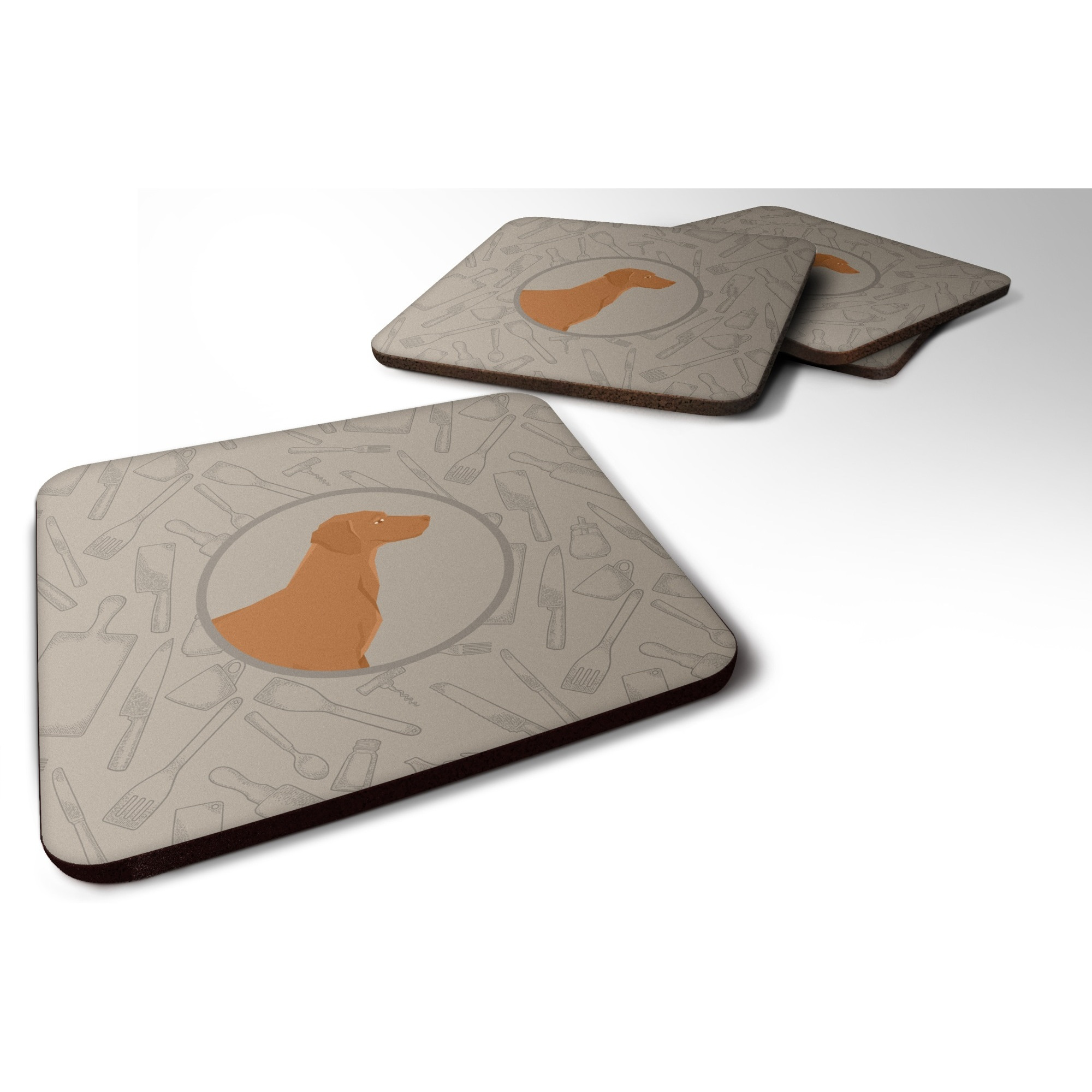 &quotCaroline's Treasures CK2215FC Vizsla in The Kitchen Foam Set of 4 coasters, Multicolor"