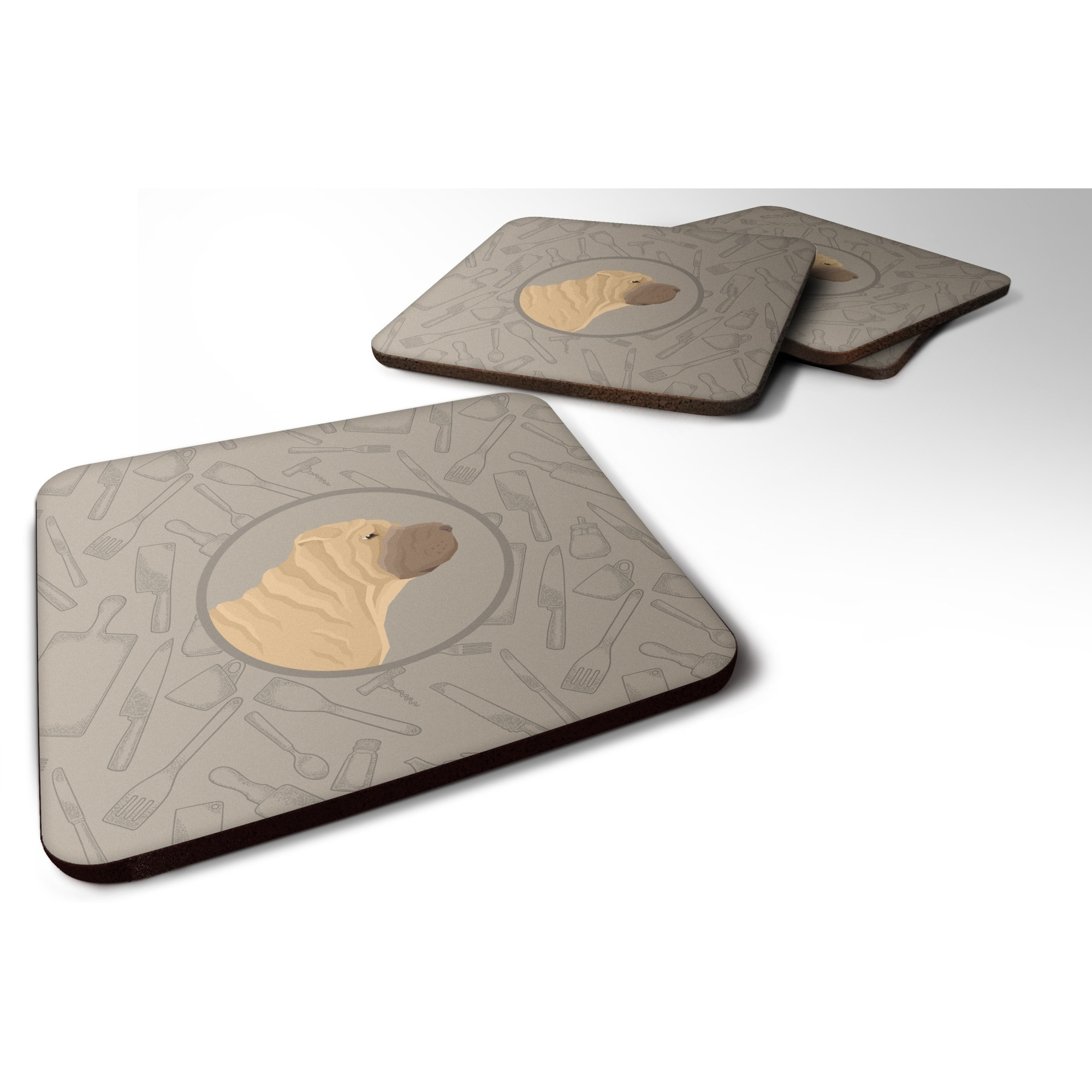 &quotCaroline's Treasures CK2209FC Shar Pei in The Kitchen Foam Set of 4 coasters, Multicolor"
