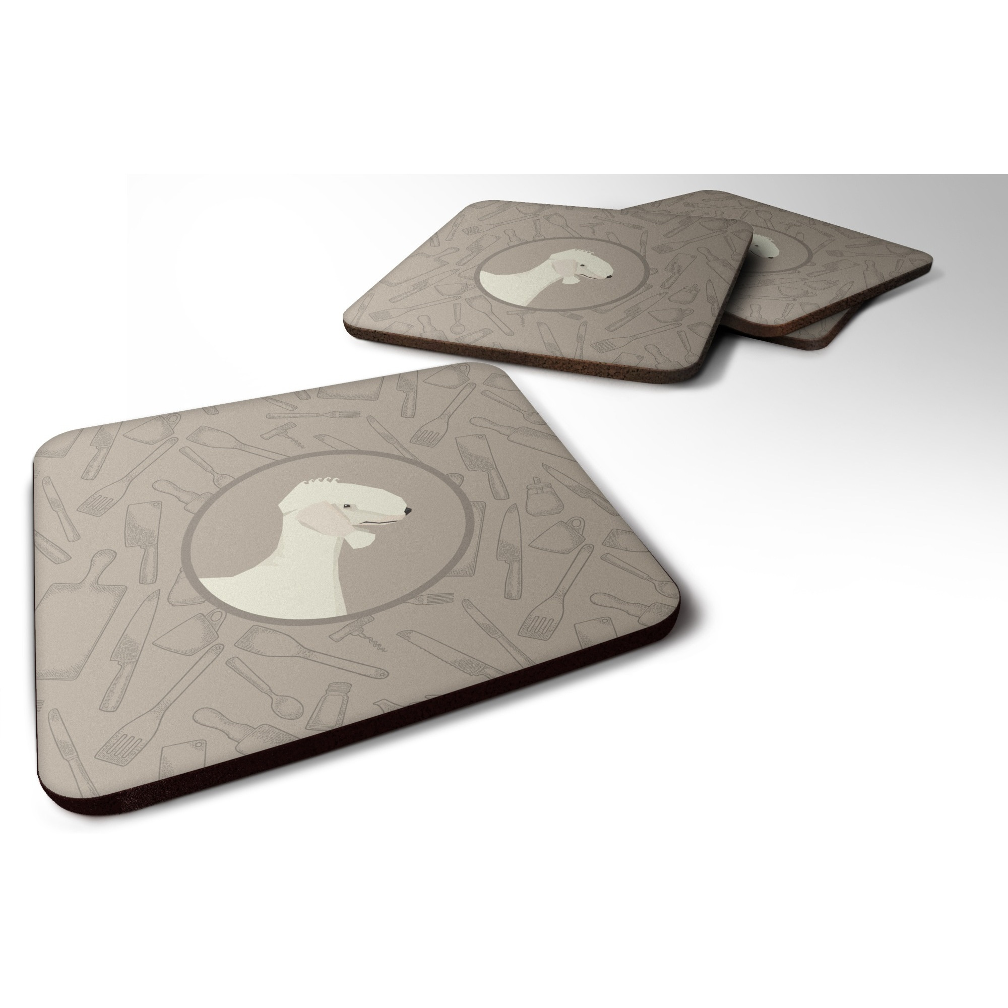 &quotCaroline's Treasures CK2167FC Bedlington Terrier in The Kitchen Foam Set of 4 coasters, Multicolor"