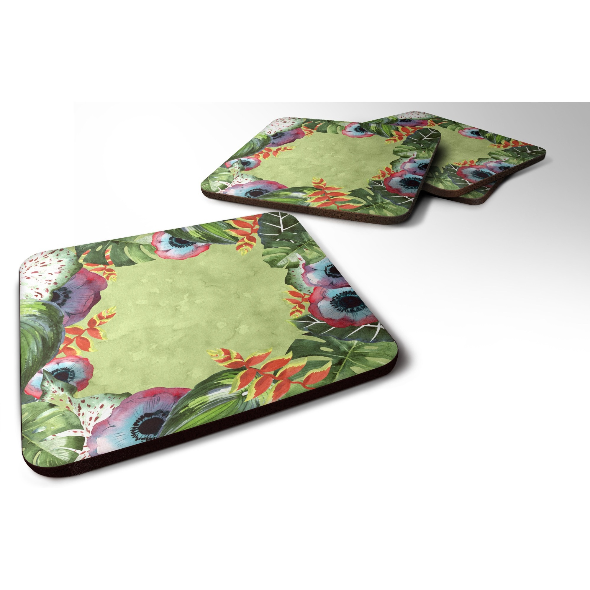 &quotCaroline's Treasures CK1698FC Tropical Foam Set of 4 coasters, Multicolor"