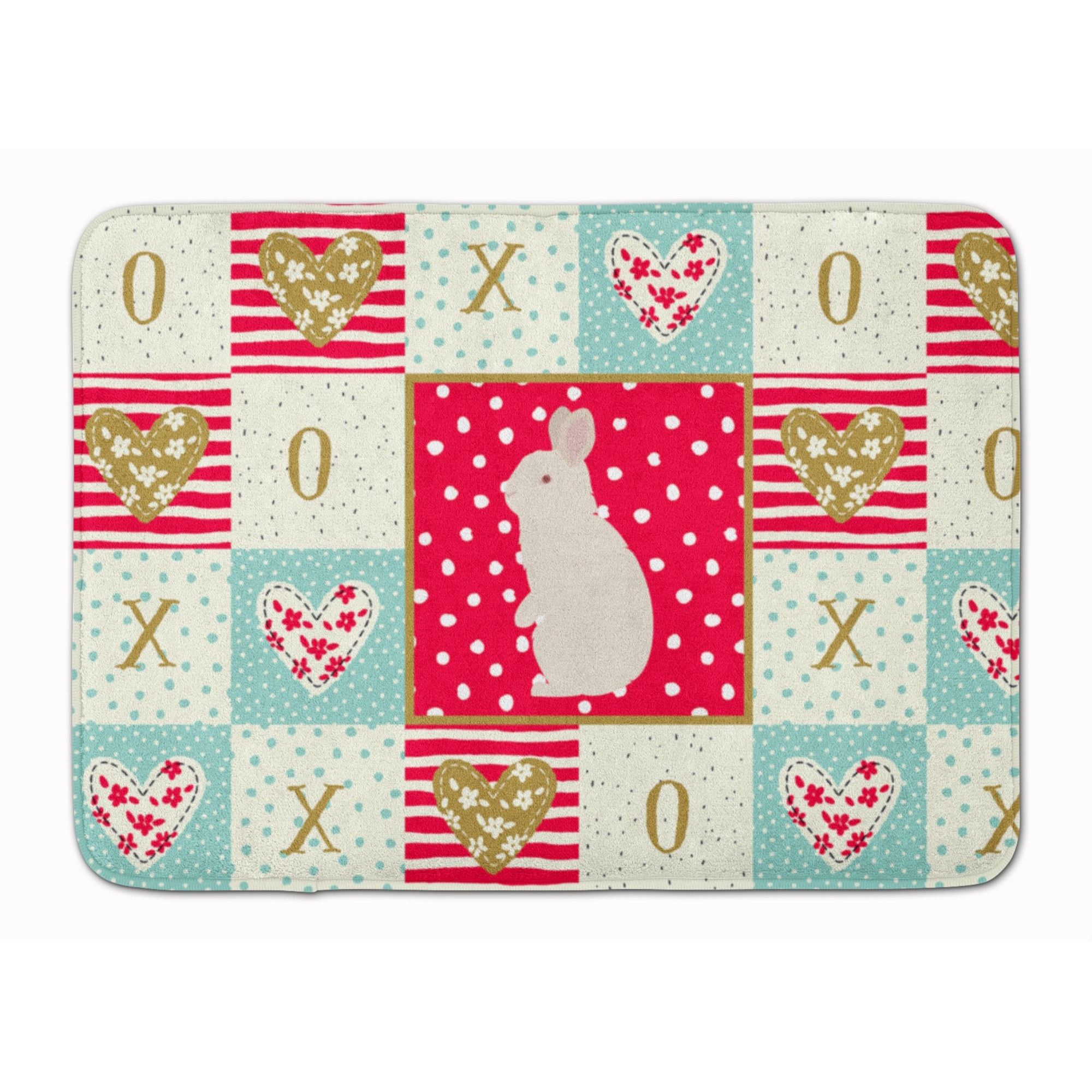 &quotCaroline's Treasures New Zealand White Rabbit Love Machine Washable Memory Foam Mat doormats, Multicolor"