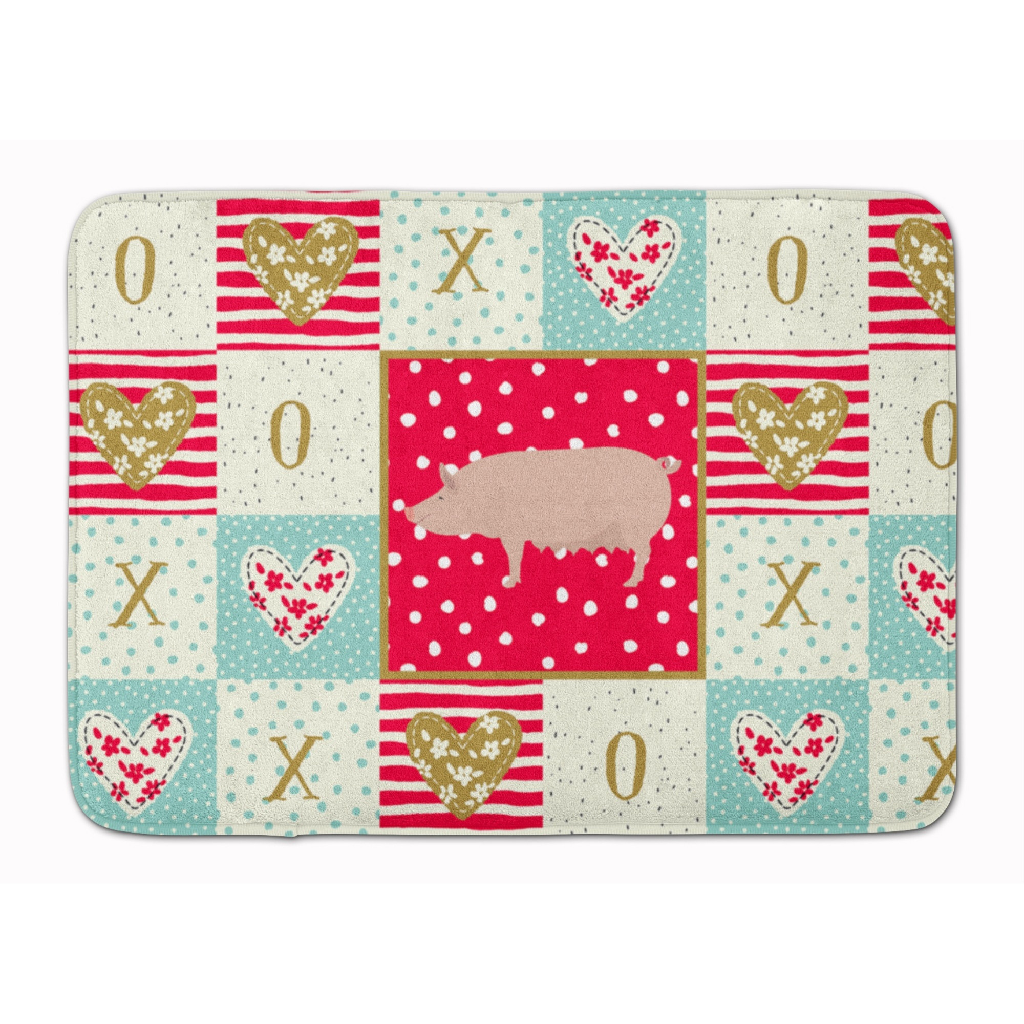 &quotCaroline's Treasures English Large White Pig Love Machine Washable Memory Foam Mat doormats, Multicolor"