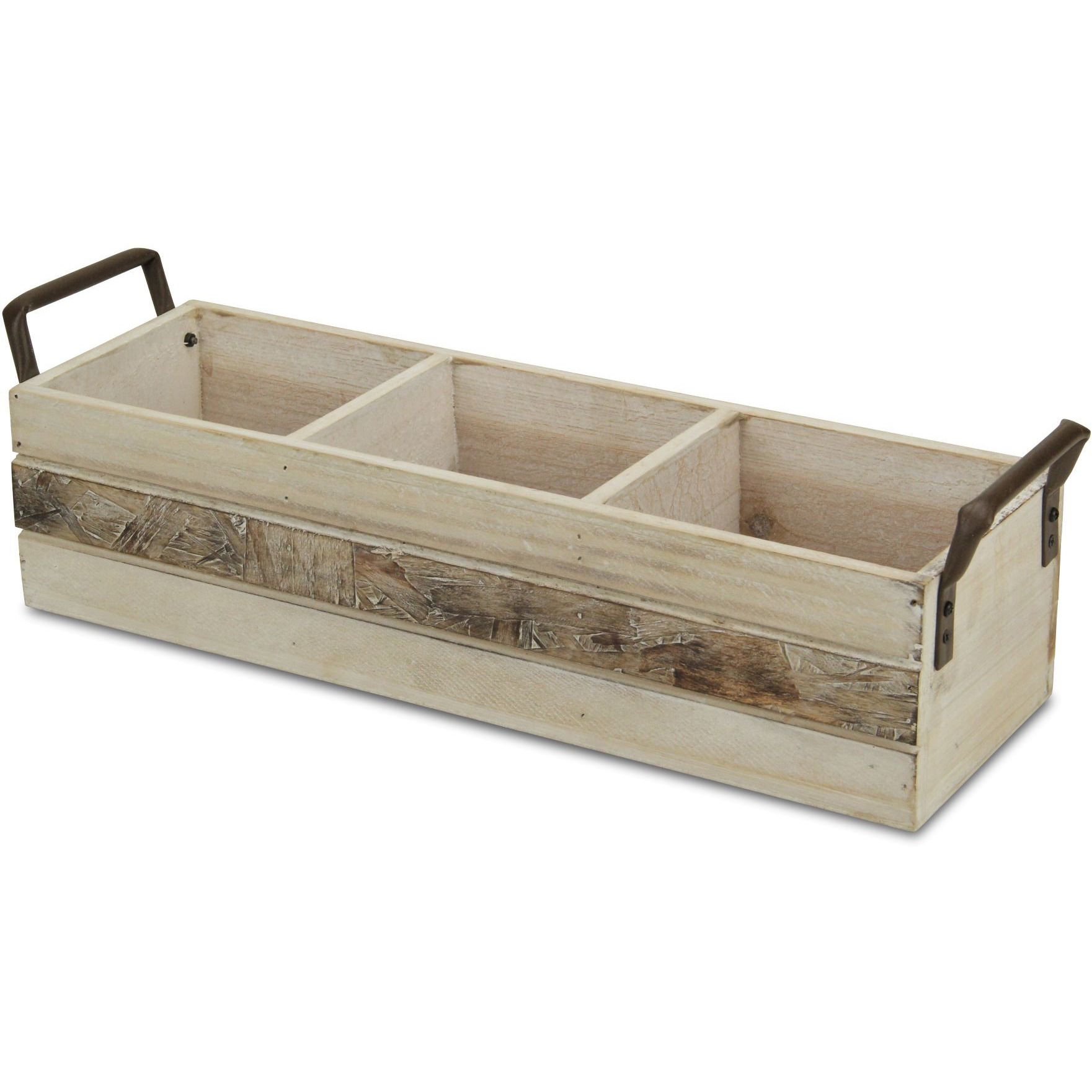 Reid Wooden 3 Slot Storage Caddy - Brown