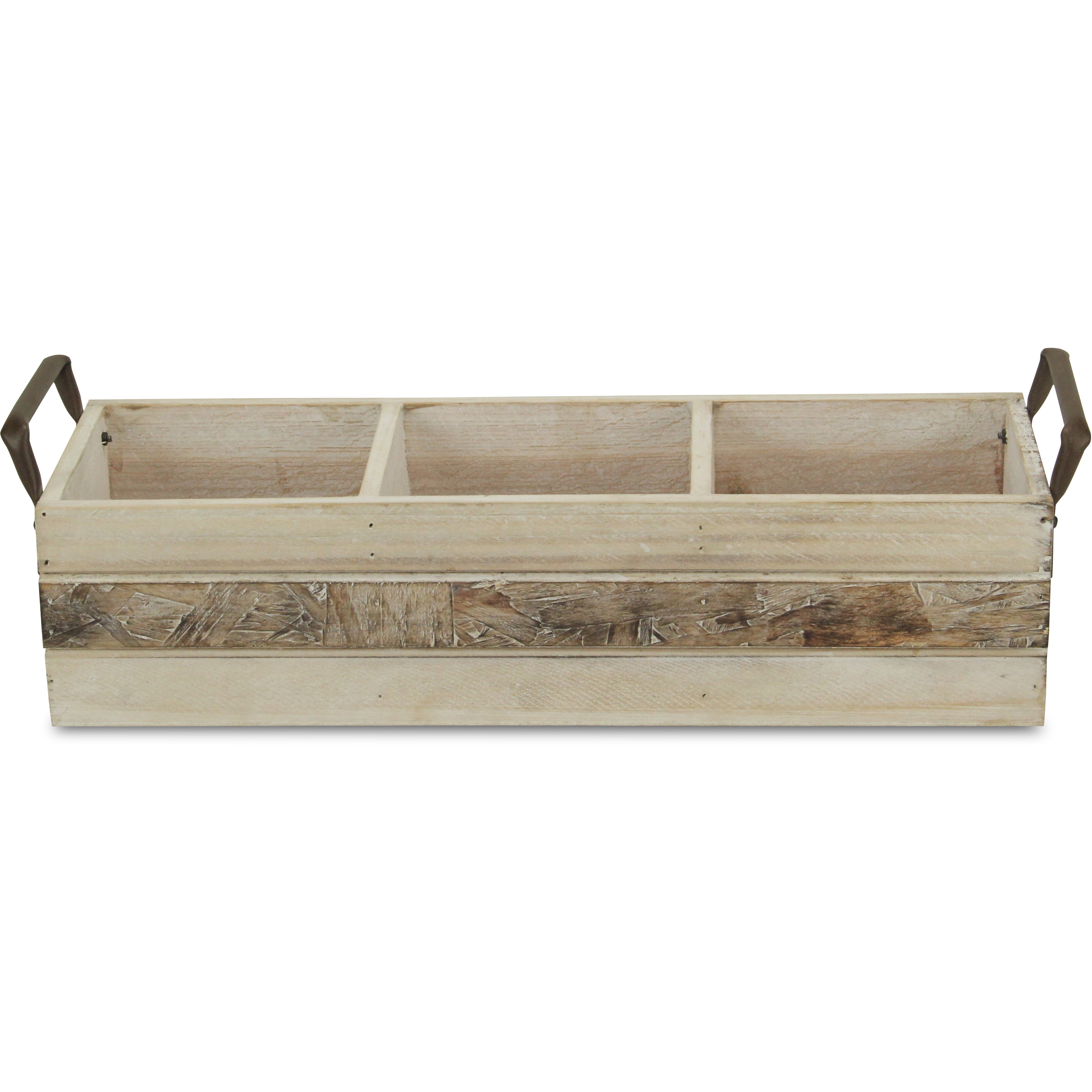 Reid Wooden 3 Slot Storage Caddy - Brown