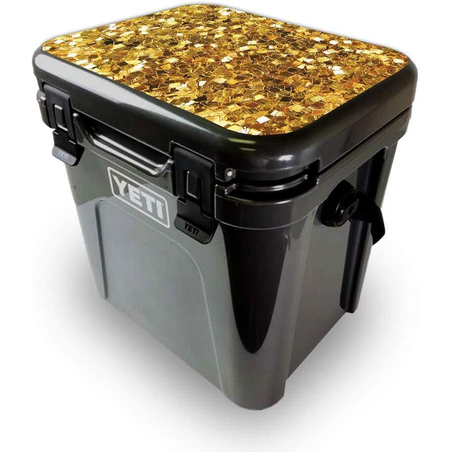 MightySkins YEROA24LID-gold chips Skin for Yeti Roadie 24 Hard cooler Lid - gold chips