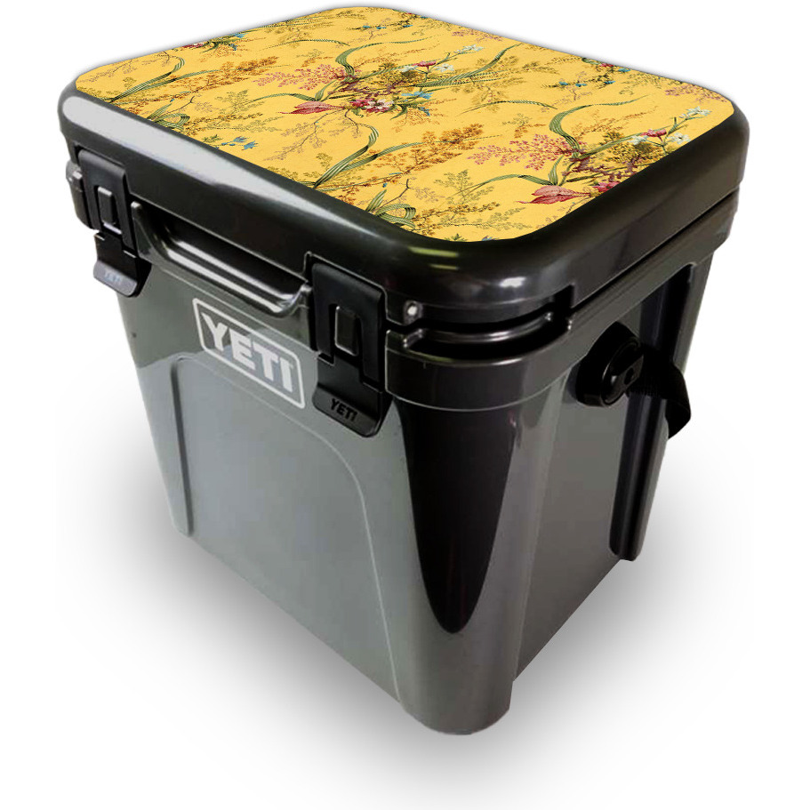 MightySkins YEROA24LID-Yellow Marble End Skin for Yeti Roadie 24 Hard cooler Lid - Yellow Marble End