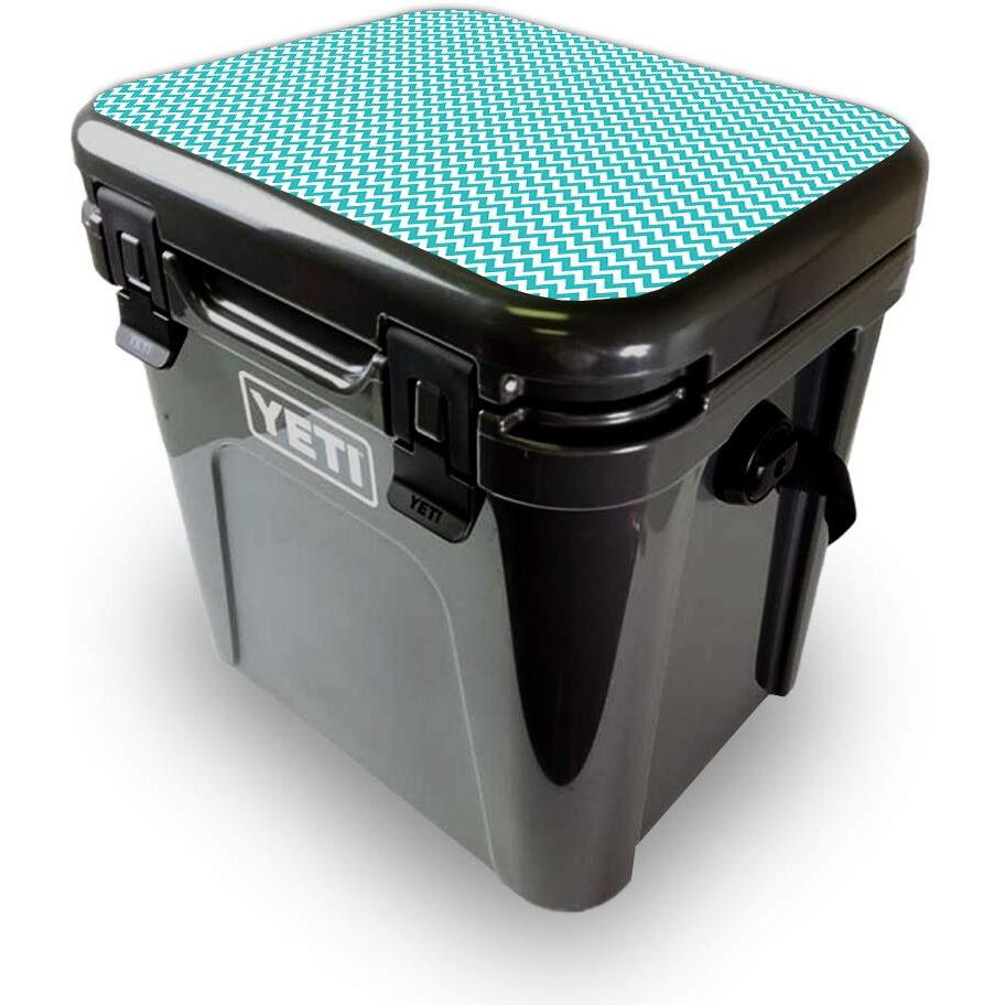 MightySkins YEROA24LID-Turquoise chevron Skin for Yeti Roadie 24 Hard cooler Lid - Turquoise chevron