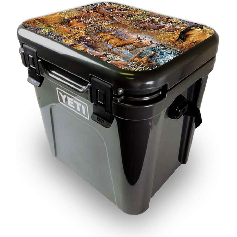 MightySkins YEROA24LID-Deer Pattern Skin for Yeti Roadie 24 Hard cooler Lid - Deer Pattern
