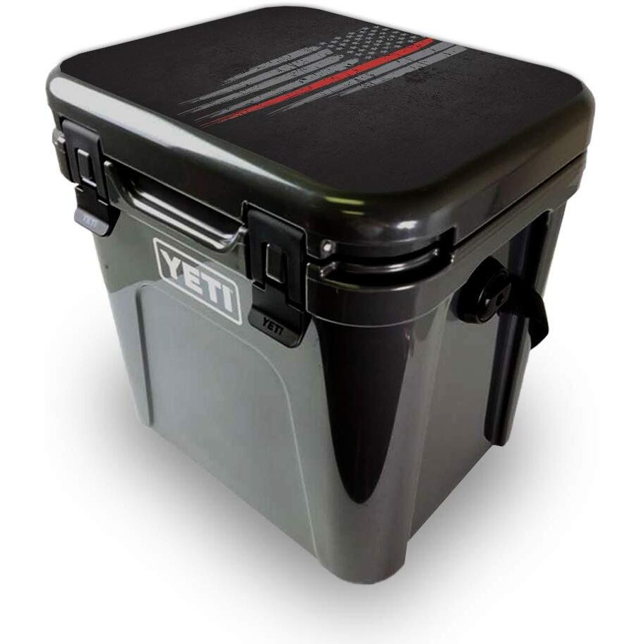 MightySkins YEROA24LID-Thin Red Line Skin for Yeti Roadie 24 Hard cooler Lid - Thin Red Line