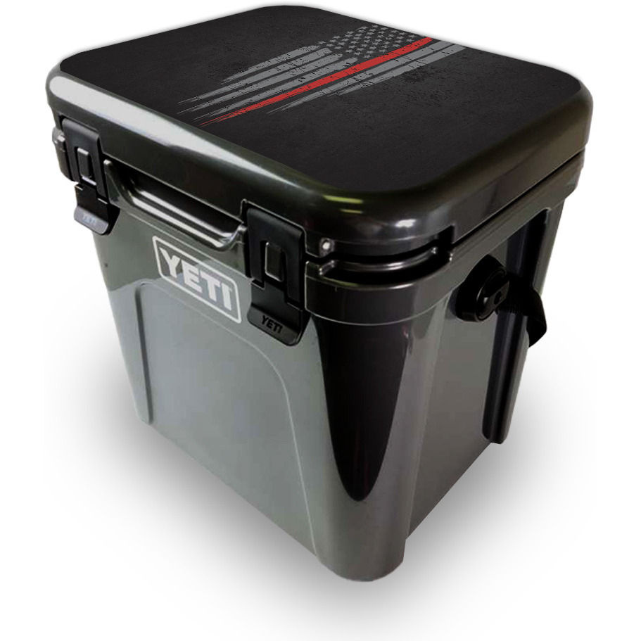 MightySkins YEROA24LID-Thin Red Line Skin for Yeti Roadie 24 Hard cooler Lid - Thin Red Line