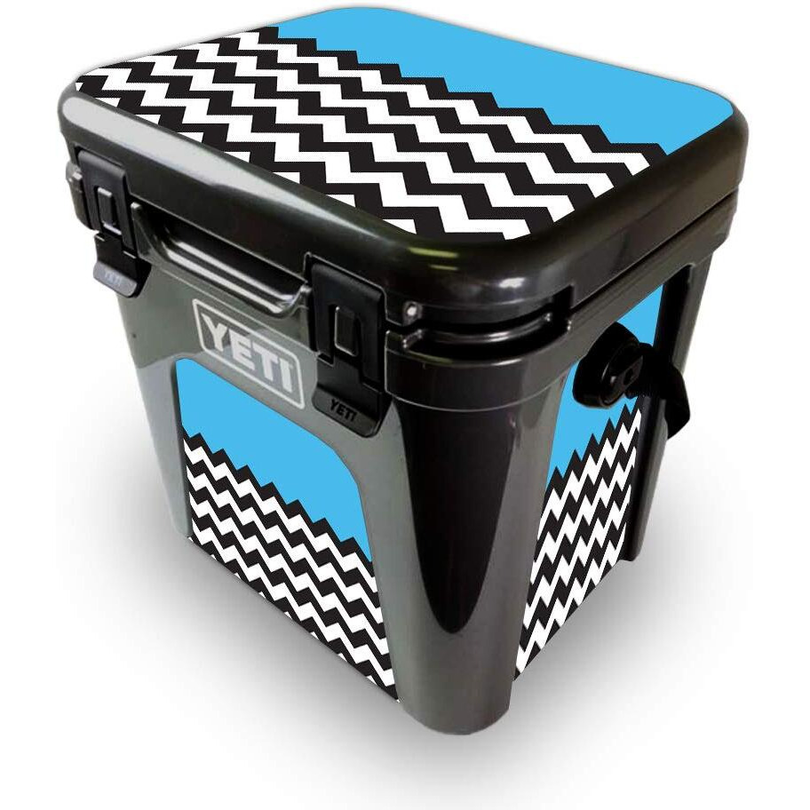 MightySkins YEROAD24-Baby Blue chevron Skin for Yeti Roadie 24 Hard cooler - Baby Blue chevron