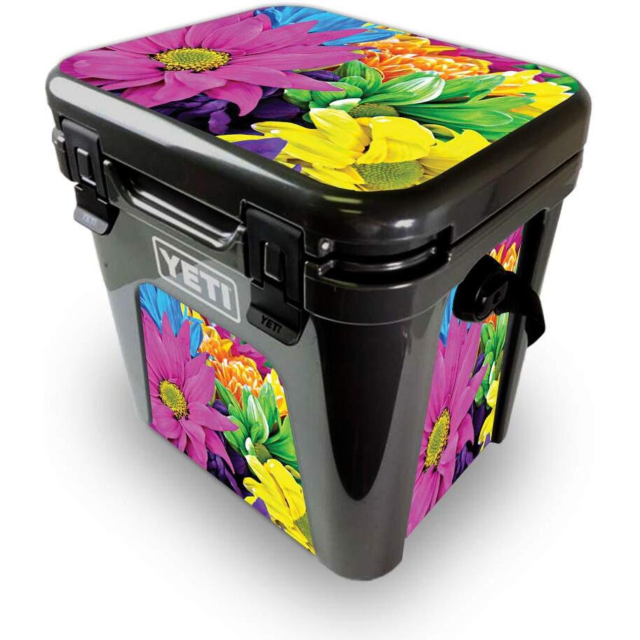 MightySkins YEROAD24-colorful Flowers Skin for Yeti Roadie 24 Hard cooler - colorful Flowers