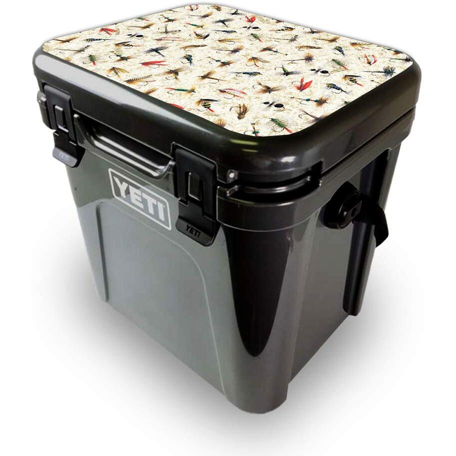MightySkins YEROA24LID-Fishing Flies Skin for Yeti Roadie 24 Hard cooler Lid - Fishing Flies