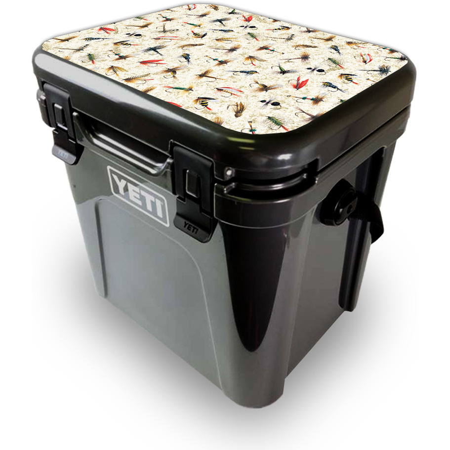 MightySkins YEROA24LID-Fishing Flies Skin for Yeti Roadie 24 Hard cooler Lid - Fishing Flies