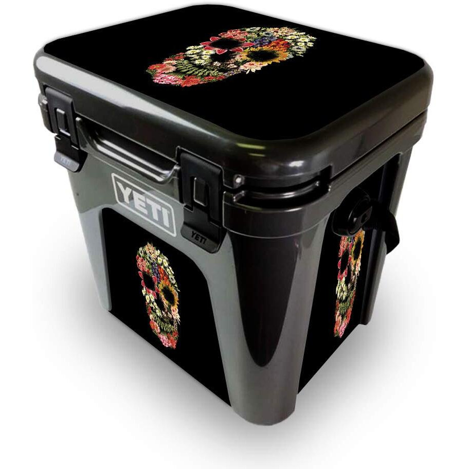 MightySkins YEROAD24-Floral Skull Skin for Yeti Roadie 24 Hard cooler - Floral Skull