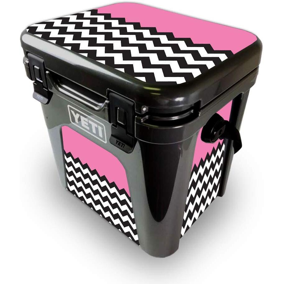 MightySkins YEROAD24-Pink chevron Skin for Yeti Roadie 24 Hard cooler - Pink chevron