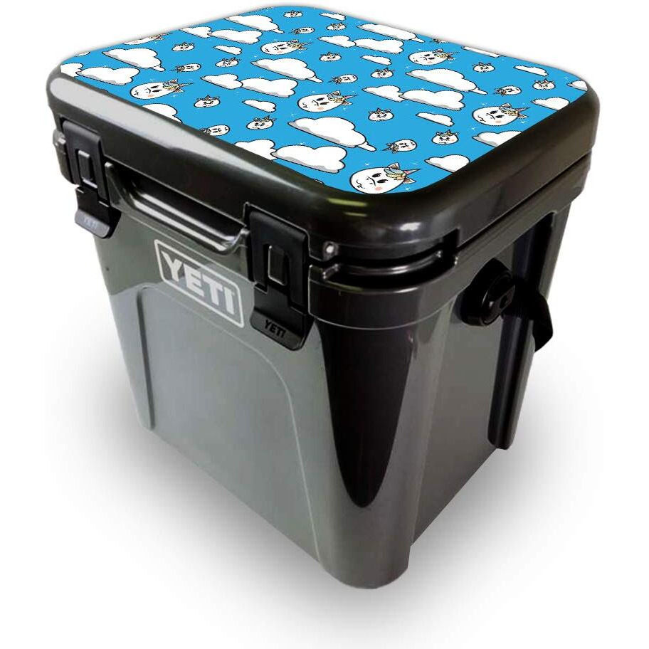 MightySkins YEROA24LID-Unicorn clouds Skin for Yeti Roadie 24 Hard cooler Lid - Unicorn clouds