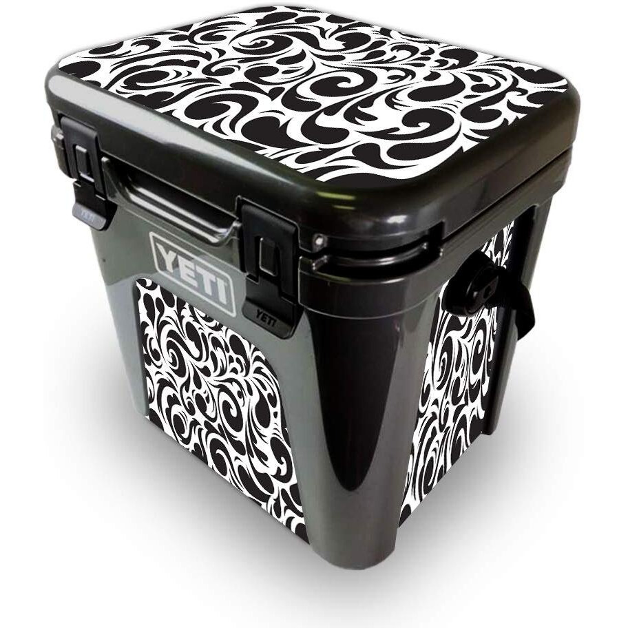 MightySkins YEROAD24-Swirly Black Skin for Yeti Roadie 24 Hard cooler - Swirly Black