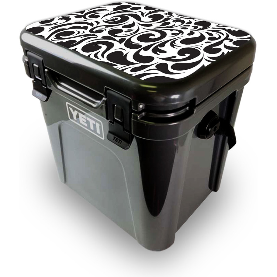 MightySkins YEROA24LID-Swirly Black Skin for Yeti Roadie 24 Hard cooler Lid - Swirly Black