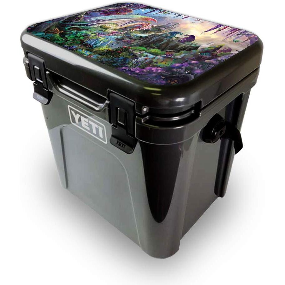 MightySkins YEROA24LID-Dragon Paradise Skin for Yeti Roadie 24 Hard cooler Lid - Dragon Paradise