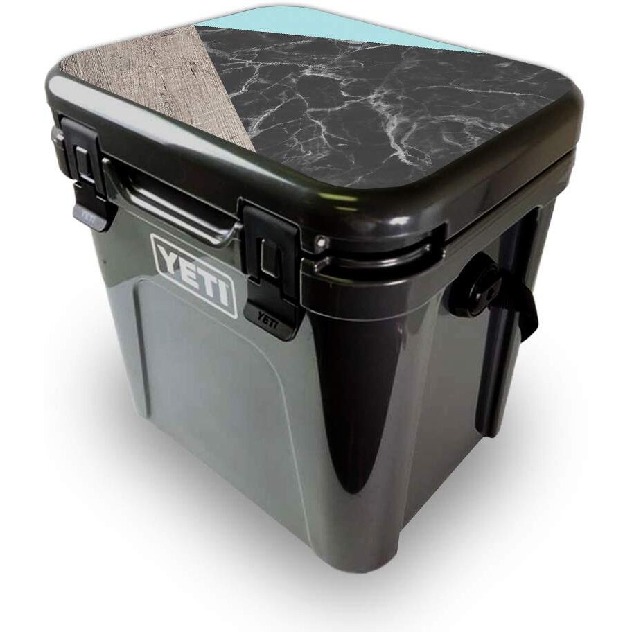 MightySkins YEROA24LID-Wood And Marble Skin for Yeti Roadie 24 Hard cooler Lid - Wood & Marble