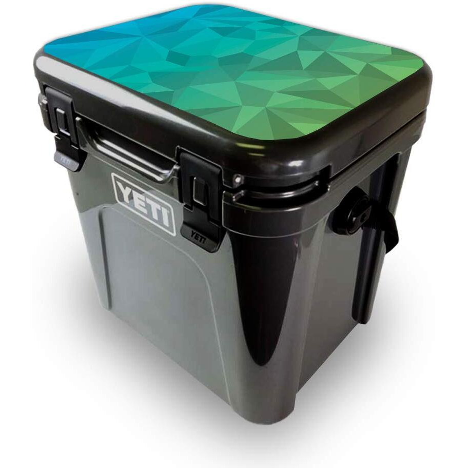 MightySkins YEROA24LID-Blue green Polygon Skin for Yeti Roadie 24 Hard cooler Lid - Blue green Polygon