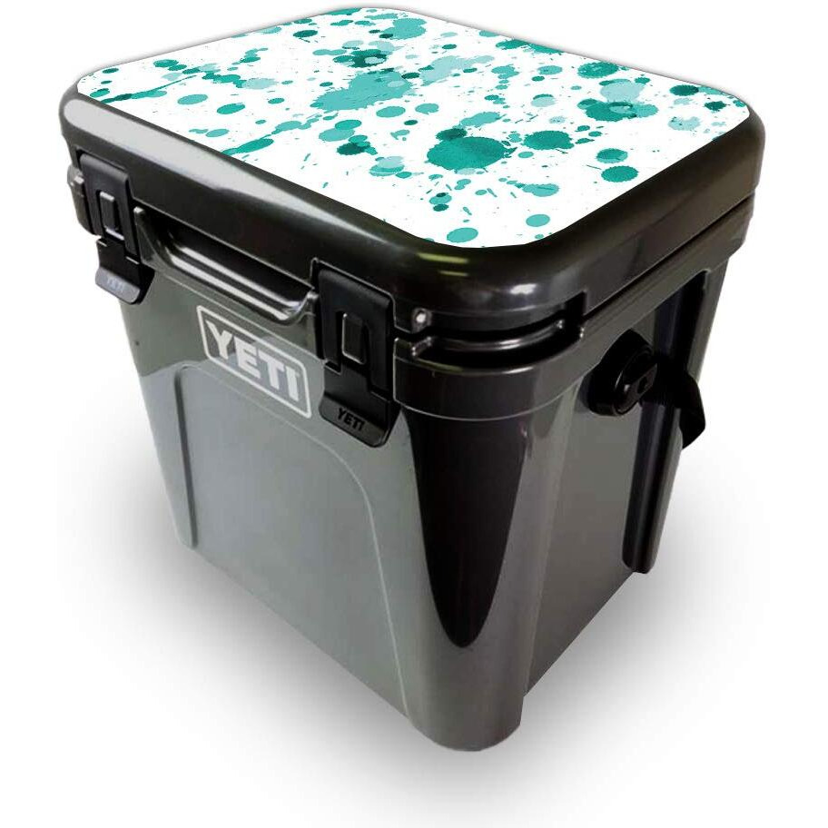 MightySkins YEROA24LID-Teal Splatter Skin for Yeti Roadie 24 Hard cooler Lid - Teal Splatter