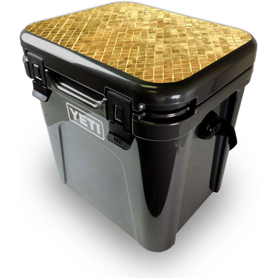 MightySkins YEROA24LID-gold Tiles Skin for Yeti Roadie 24 Hard cooler Lid - gold Tiles