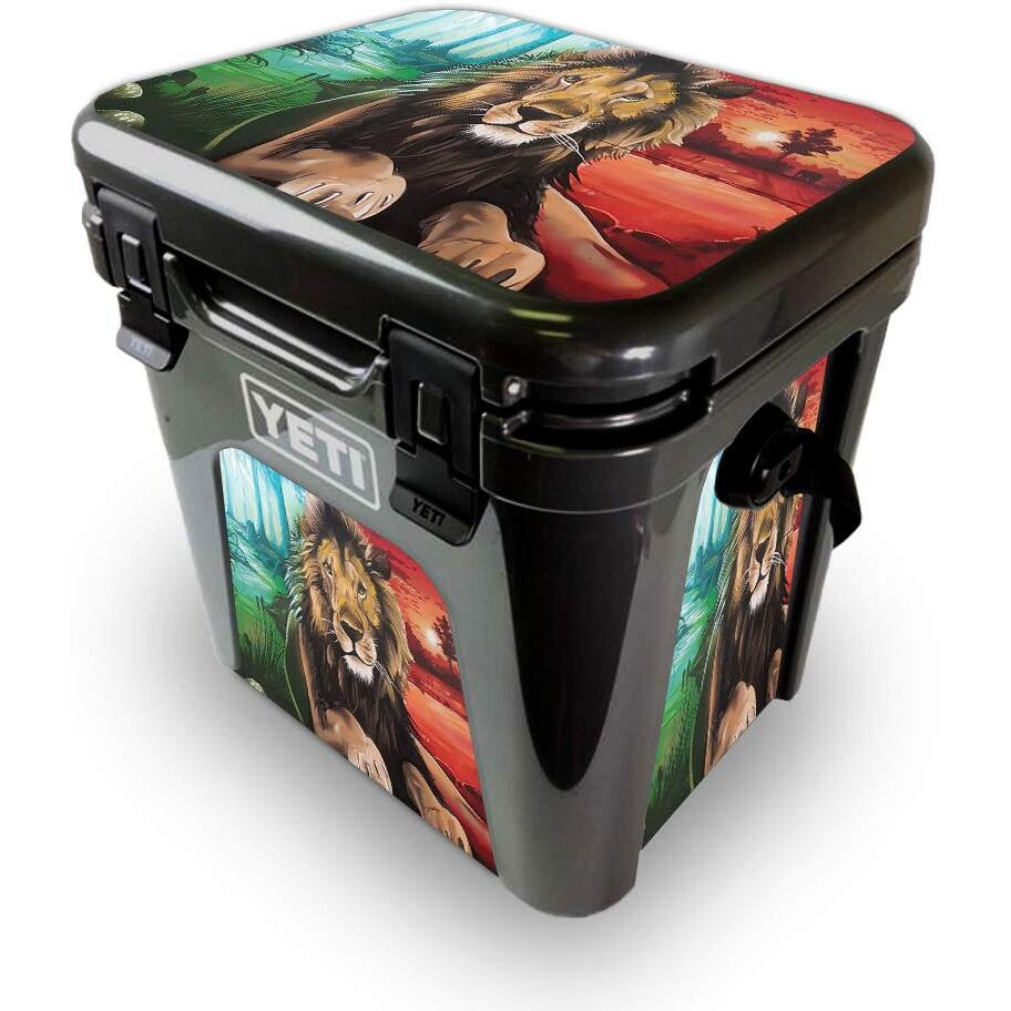 MightySkins YEROAD24-Split Lion Skin for Yeti Roadie 24 Hard cooler - Split Lion