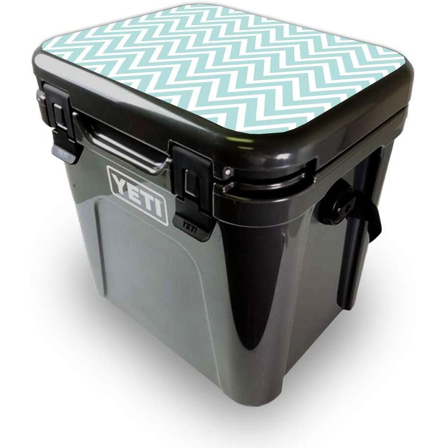 MightySkins YEROA24LID-Aqua chevron Skin for Yeti Roadie 24 Hard cooler Lid - Aqua chevron