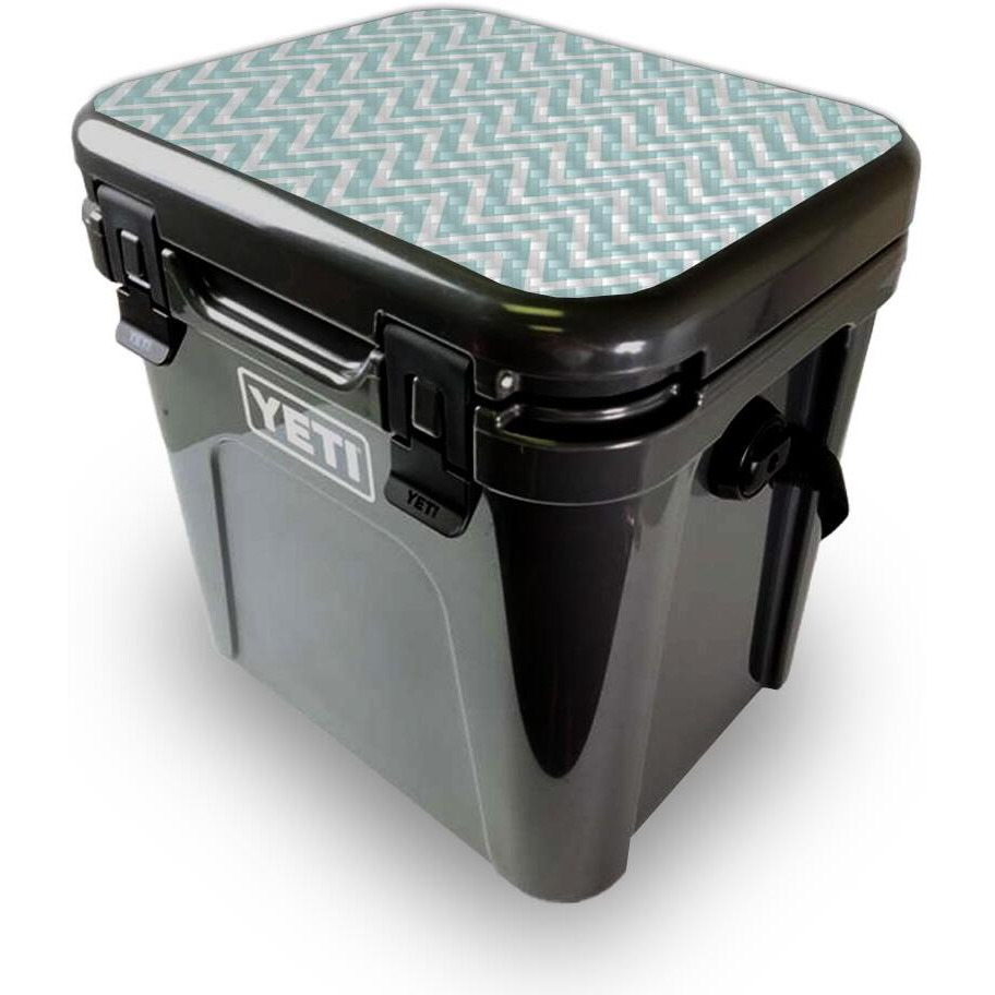 MightySkins YEROA24LID-Aqua chevron Skin for Yeti Roadie 24 Hard cooler Lid - Aqua chevron