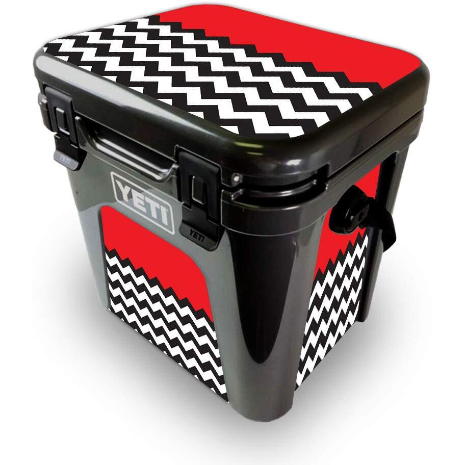 MightySkins YEROAD24-Red chevron Skin for Yeti Roadie 24 Hard cooler - Red chevron