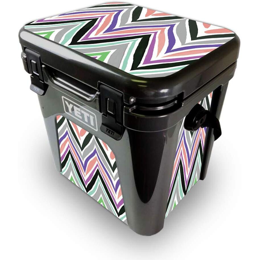 MightySkins YEROAD24-colorful chevron Skin for Yeti Roadie 24 Hard cooler - colorful chevron