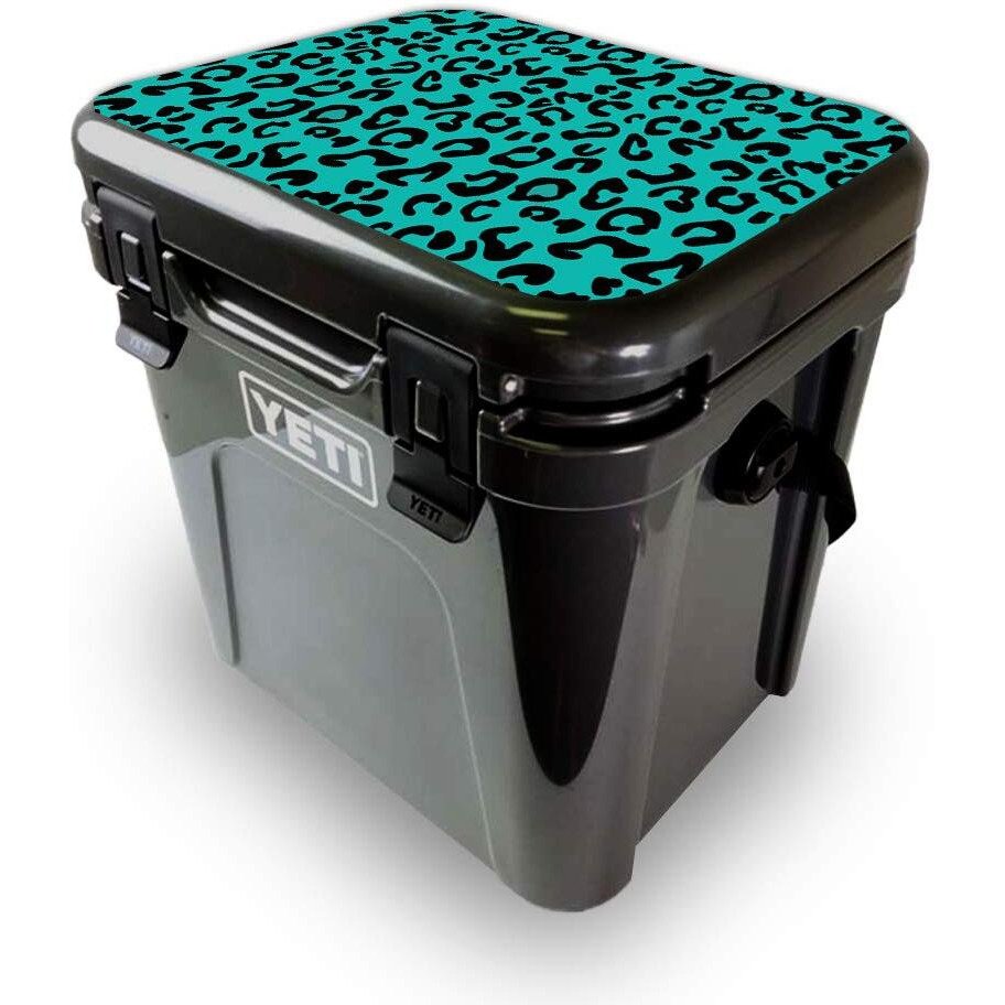 MightySkins YEROA24LID-Teal Leopard Skin for Yeti Roadie 24 Hard cooler Lid - Teal Leopard