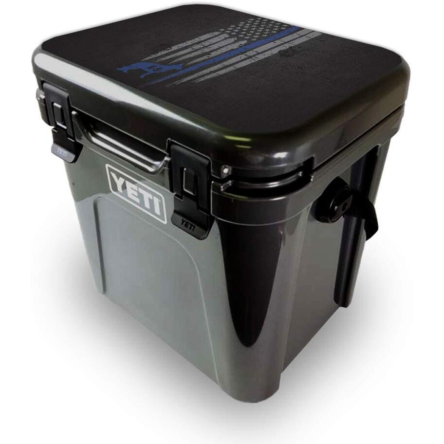 MightySkins YEROA24LID-Thin Blue Line K9 Skin for Yeti Roadie 24 Hard cooler Lid - Thin Blue Line K9