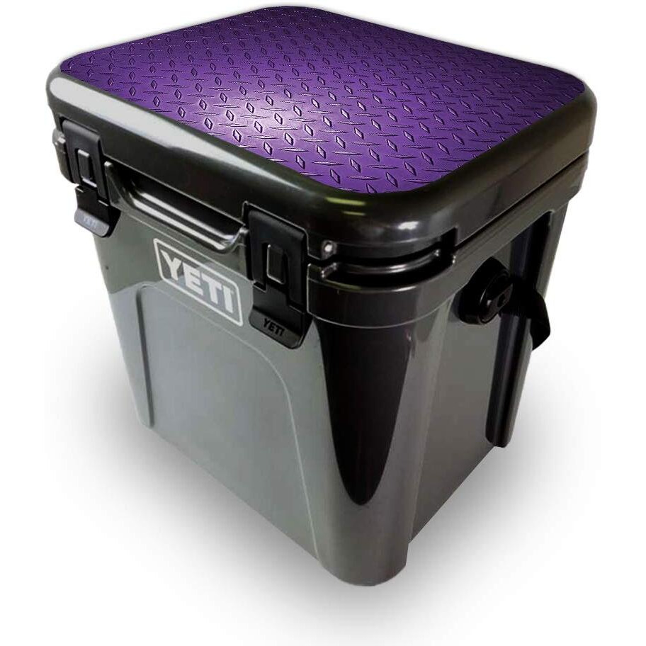 MightySkins YEROA24LID-Purple Diamond Plate Skin for Yeti Roadie 24 Hard cooler Lid - Purple Diamond Plate