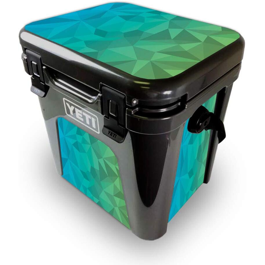 MightySkins YEROAD24-Blue green Polygon Skin for Yeti Roadie 24 Hard cooler - Blue green Polygon