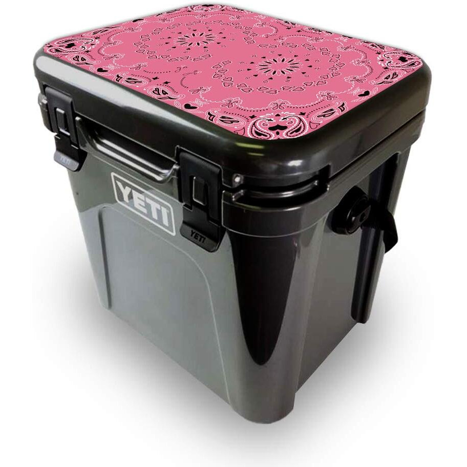 MightySkins YEROA24LID-Pink Bandana Skin for Yeti Roadie 24 Hard cooler Lid - Pink Bandana