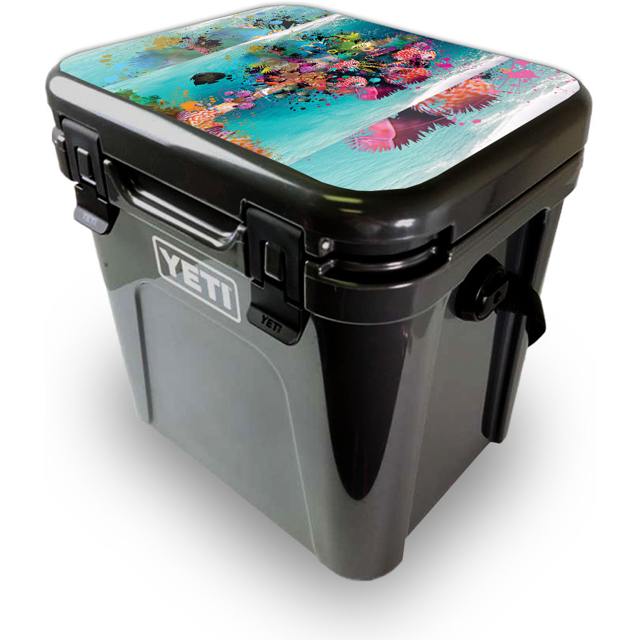 MightySkins YEROA24LID-Surf Palm Skin for Yeti Roadie 24 Hard cooler Lid - Surf Palm