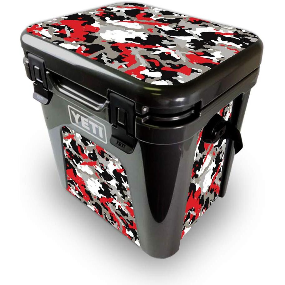 MightySkins YEROAD24-Red camo Skin for Yeti Roadie 24 Hard cooler - Red camo