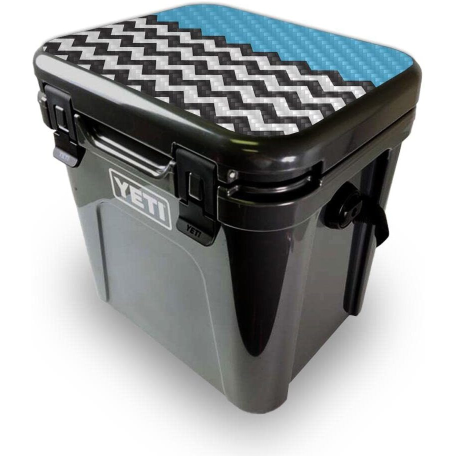 MightySkins YEROA24LID-Baby Blue chevron Skin for Yeti Roadie 24 Hard cooler Lid - Baby Blue chevron