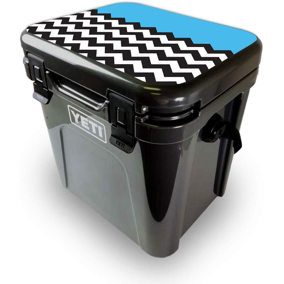 MightySkins YEROA24LID-Baby Blue chevron Skin for Yeti Roadie 24 Hard cooler Lid - Baby Blue chevron