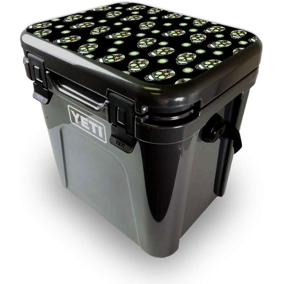 MightySkins YEROA24LID-Nighttime Skulls Skin for Yeti Roadie 24 Hard cooler Lid - Nighttime Skulls