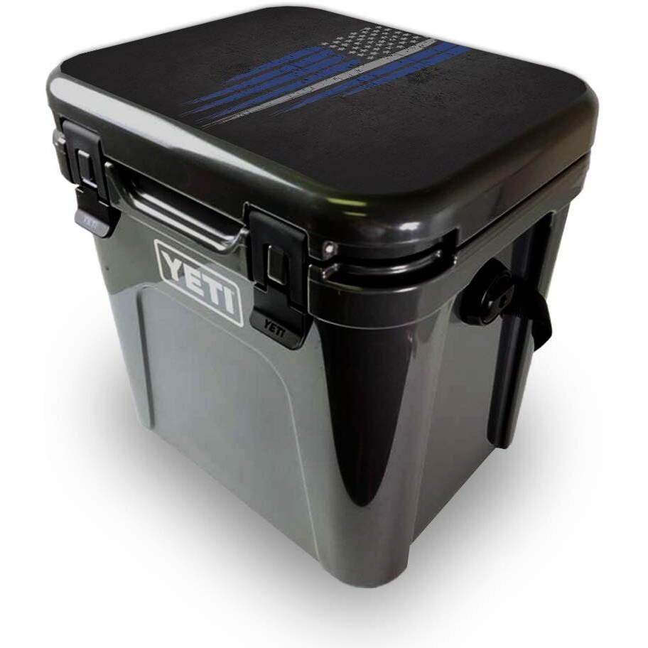 MightySkins YEROA24LID-Thin White Line Skin for Yeti Roadie 24 Hard cooler Lid - Thin White Line