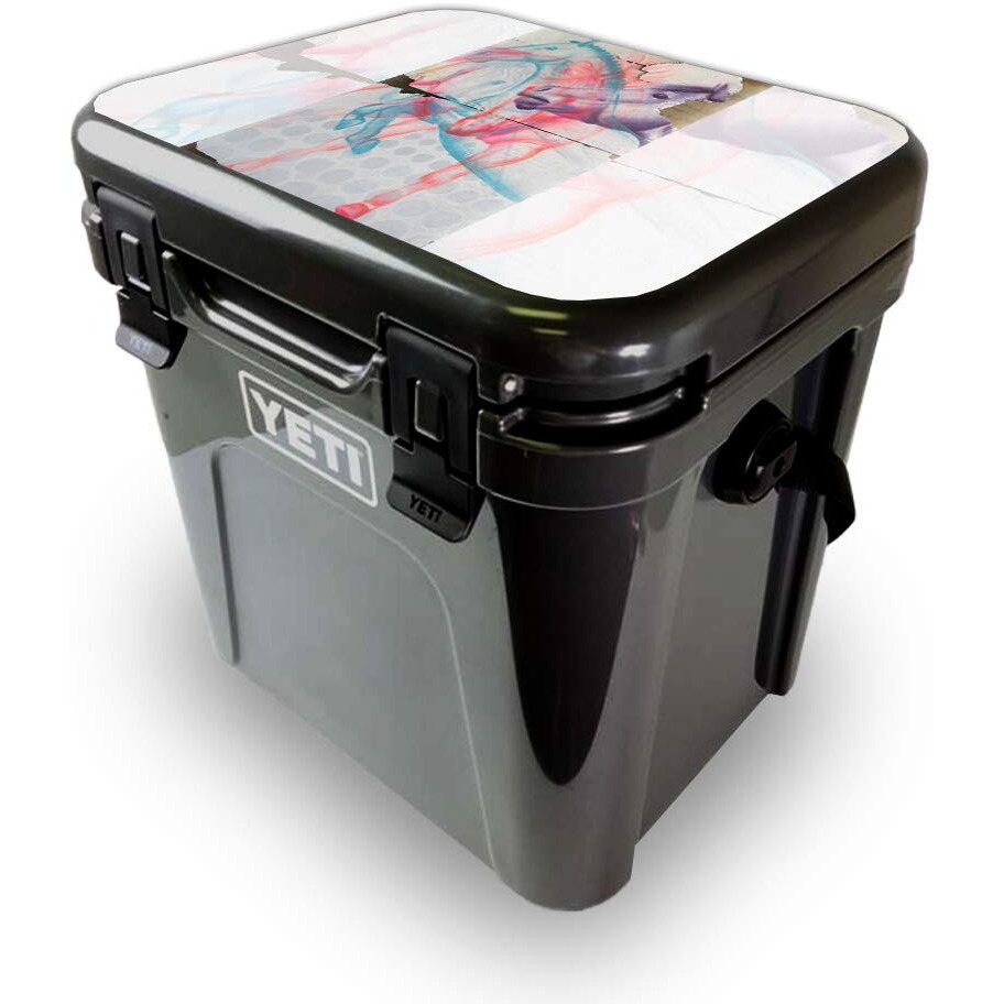 MightySkins YEROA24LID-Damaged Horses Skin for Yeti Roadie 24 Hard cooler Lid - Damaged Horses